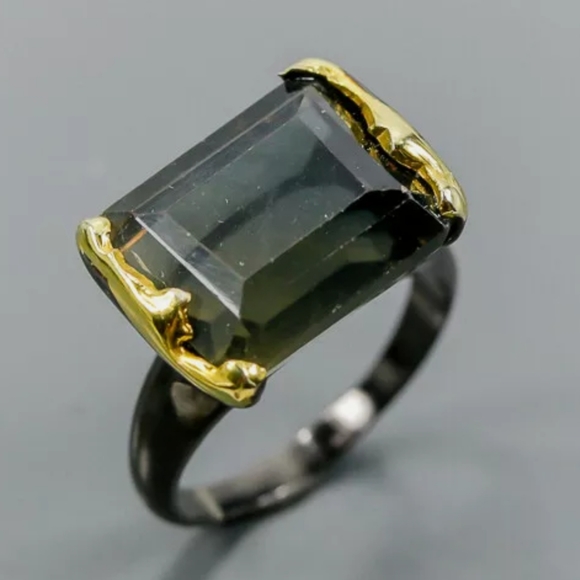 Knockout large Fluorite Solitaire Emerald cut ring sz 7.5 - Picture 12 of 12